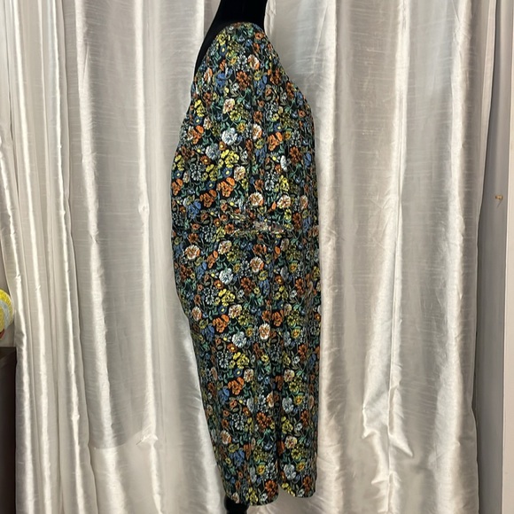 Bobeau Women’s Large Floral Wide Elastic Neckline Puffy Short Sleeve Dress - Picture 3 of 9